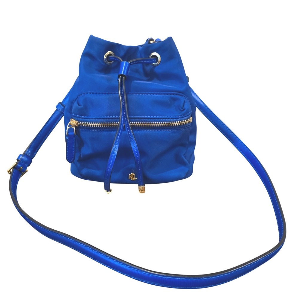 Lauren Ralph Lauren Dryden Mini Debby Masai Blue Nylon Bucket Crossbody Bag
